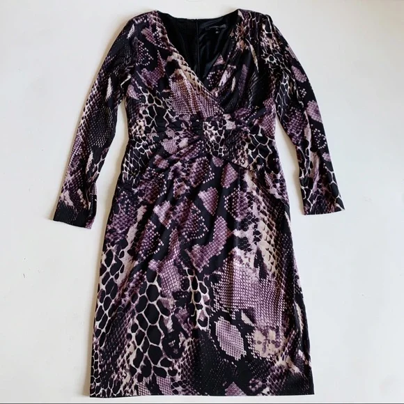 open lace back dress Xenasera Purple Snake Print Stretch Knit Backless Split Snake Maxi Dress S